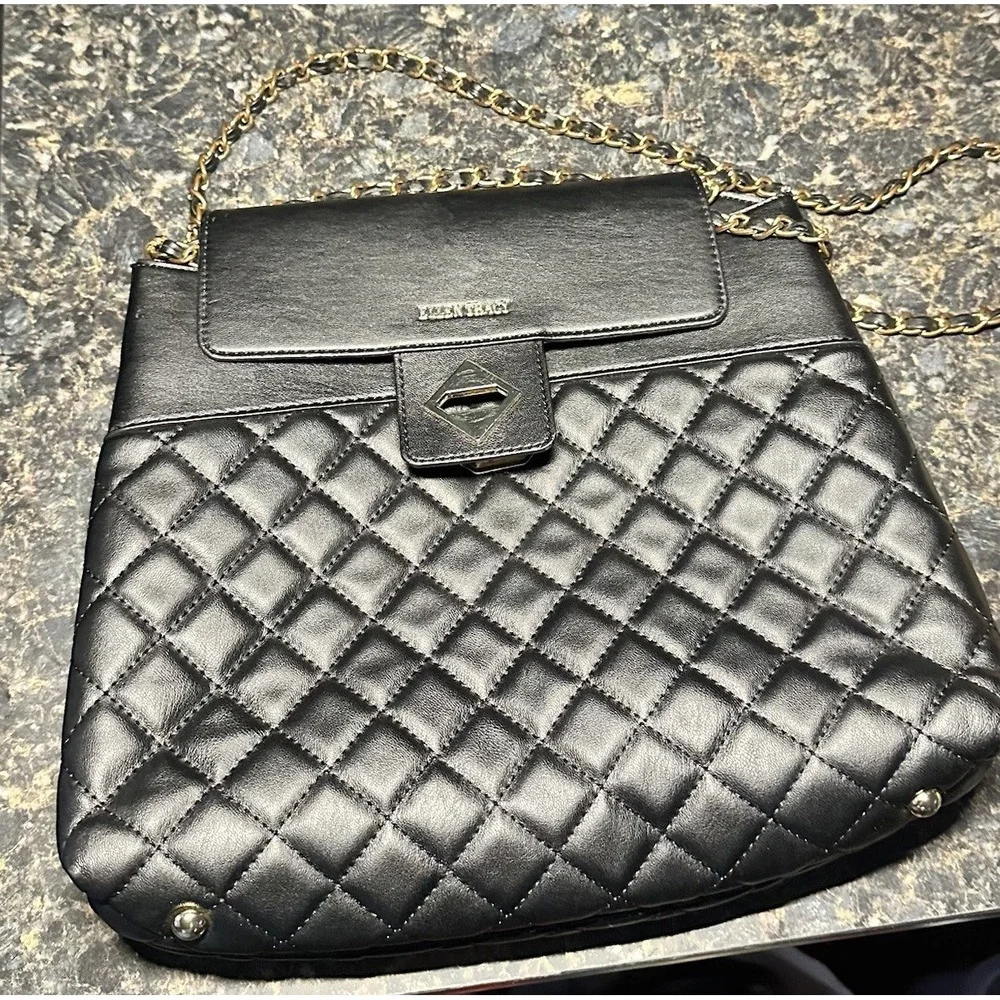 Ellen Tracy Black Handbag Classy Boho‎ Quilted Design MSRP $168